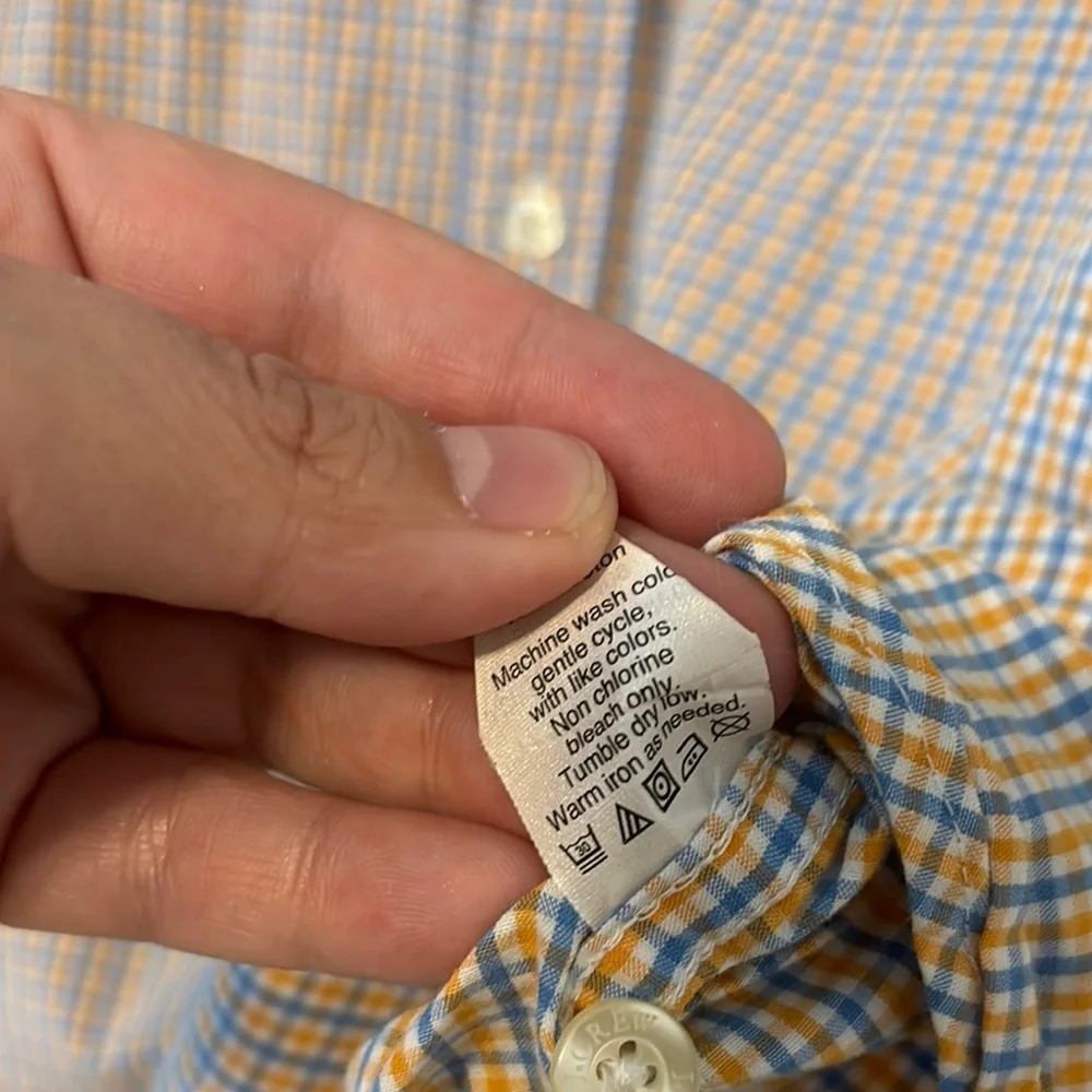 J. Crew Men's blue and orange Checkered Shirt sz M